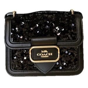NWOT Coach $398  Black Sequin Morgan Bag